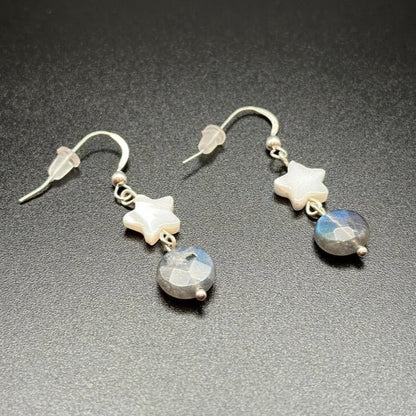 Labradorite Shell Earrings