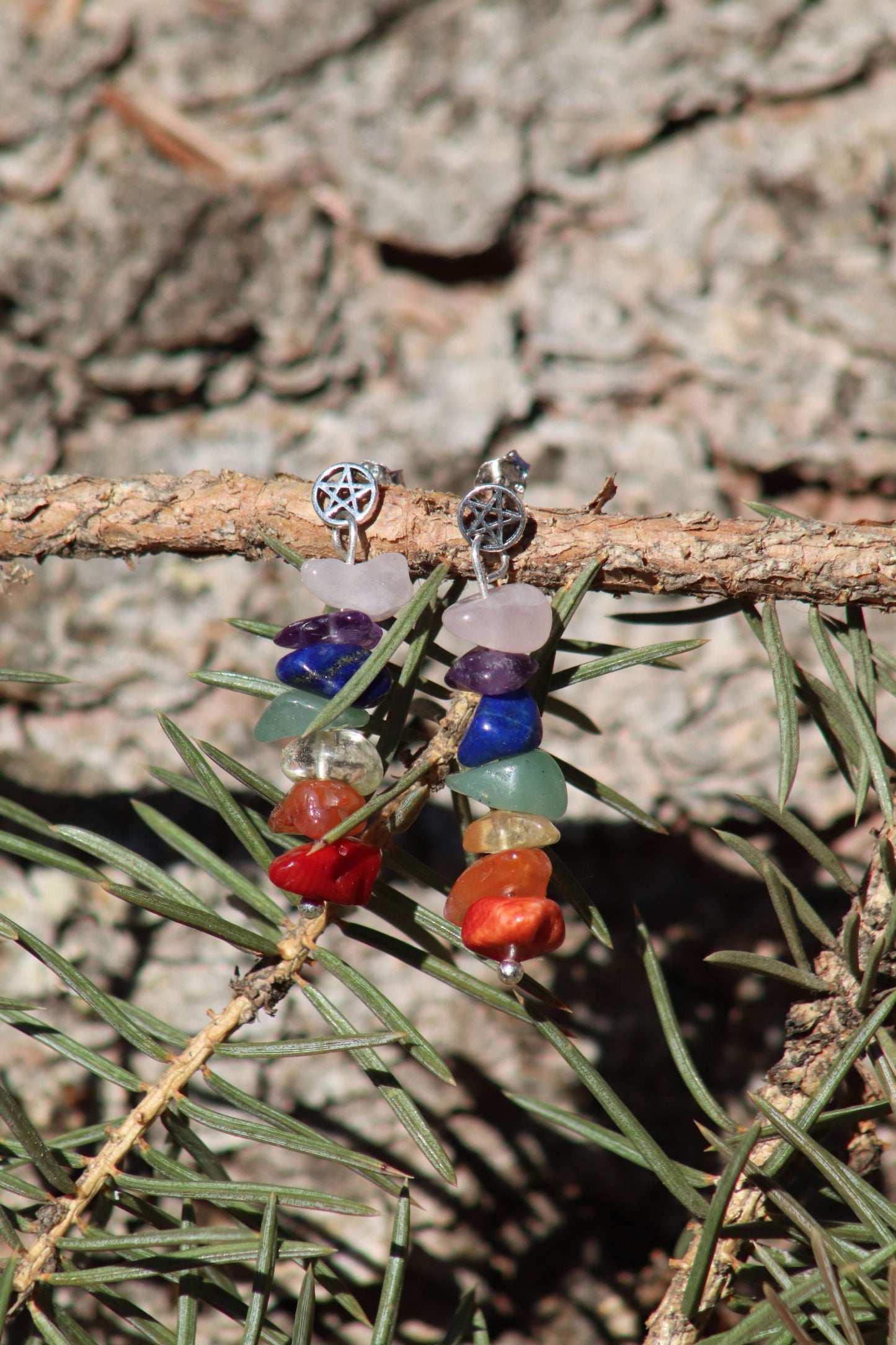 7 Chakra Pentagram Earrings