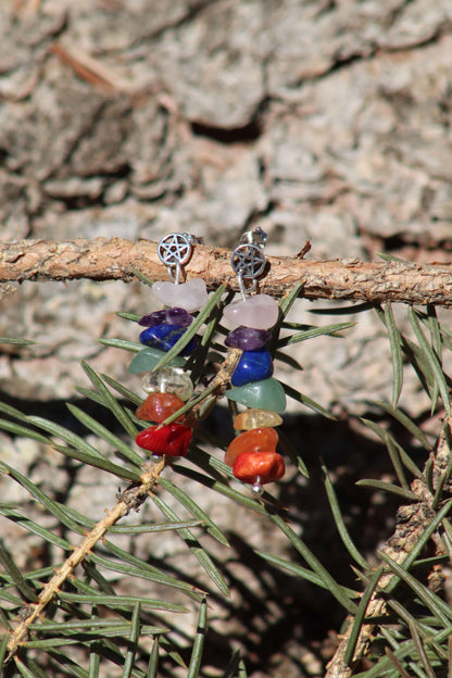 7 Chakra Pentagram Earrings