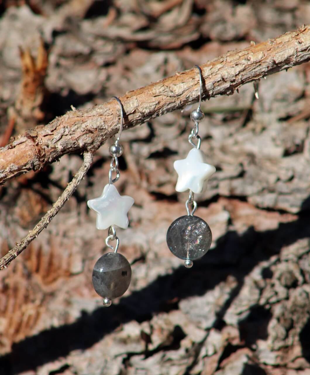 Labradorite Shell Earrings