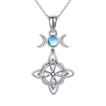 Triple Moon Witches Knot Necklace