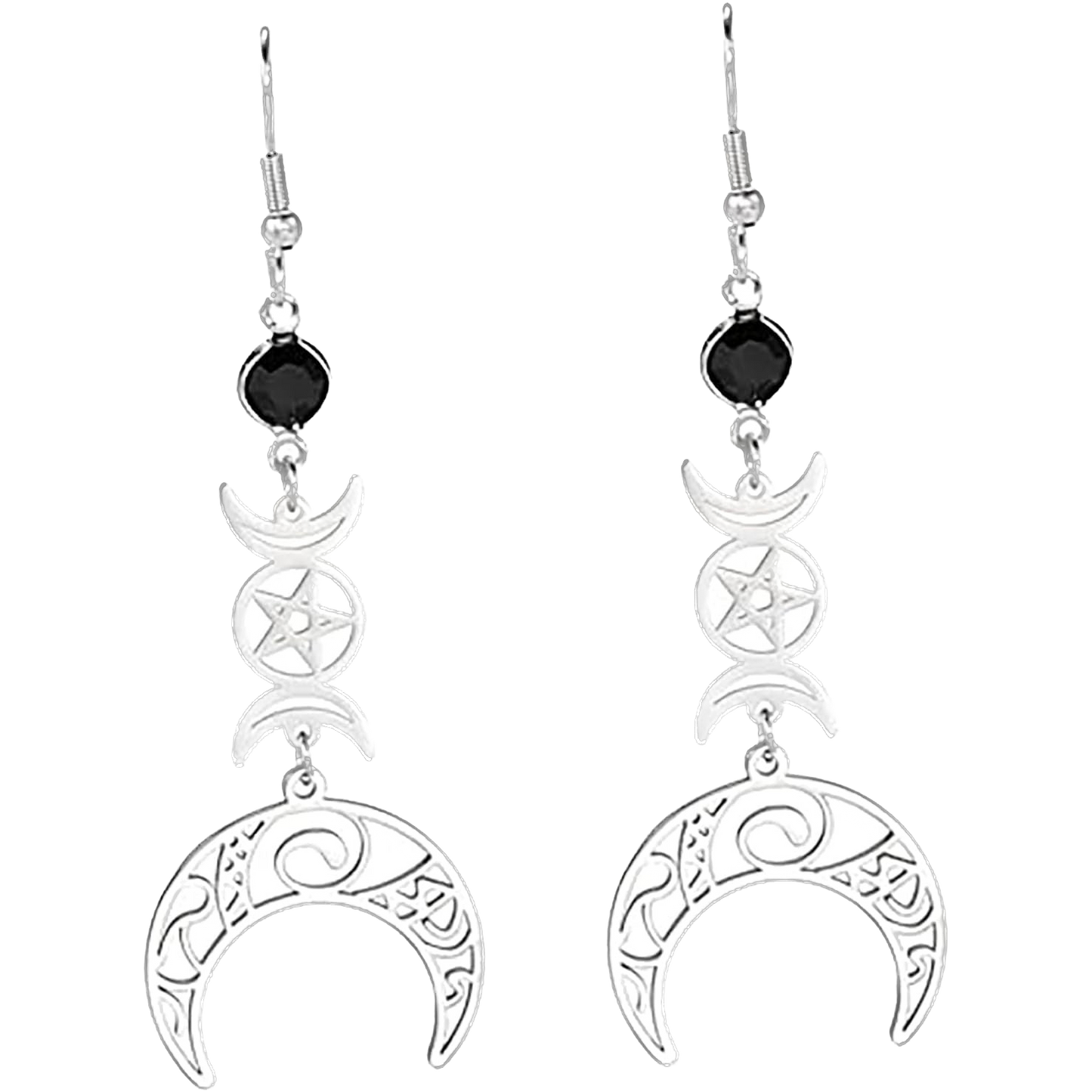 Triple Moon Goddess Earrings