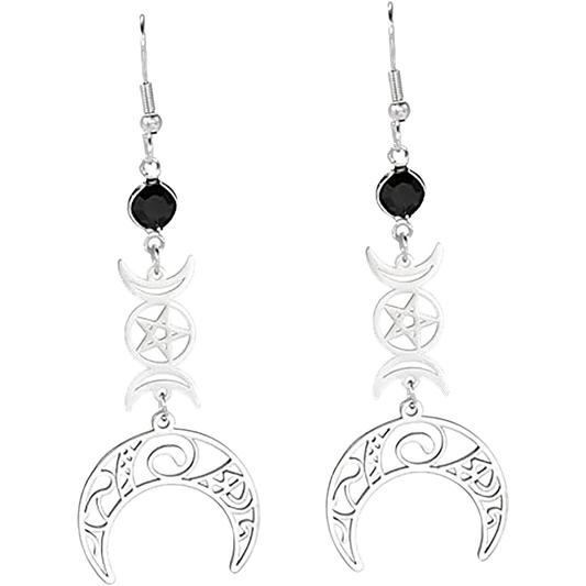 Triple Moon Goddess Earrings