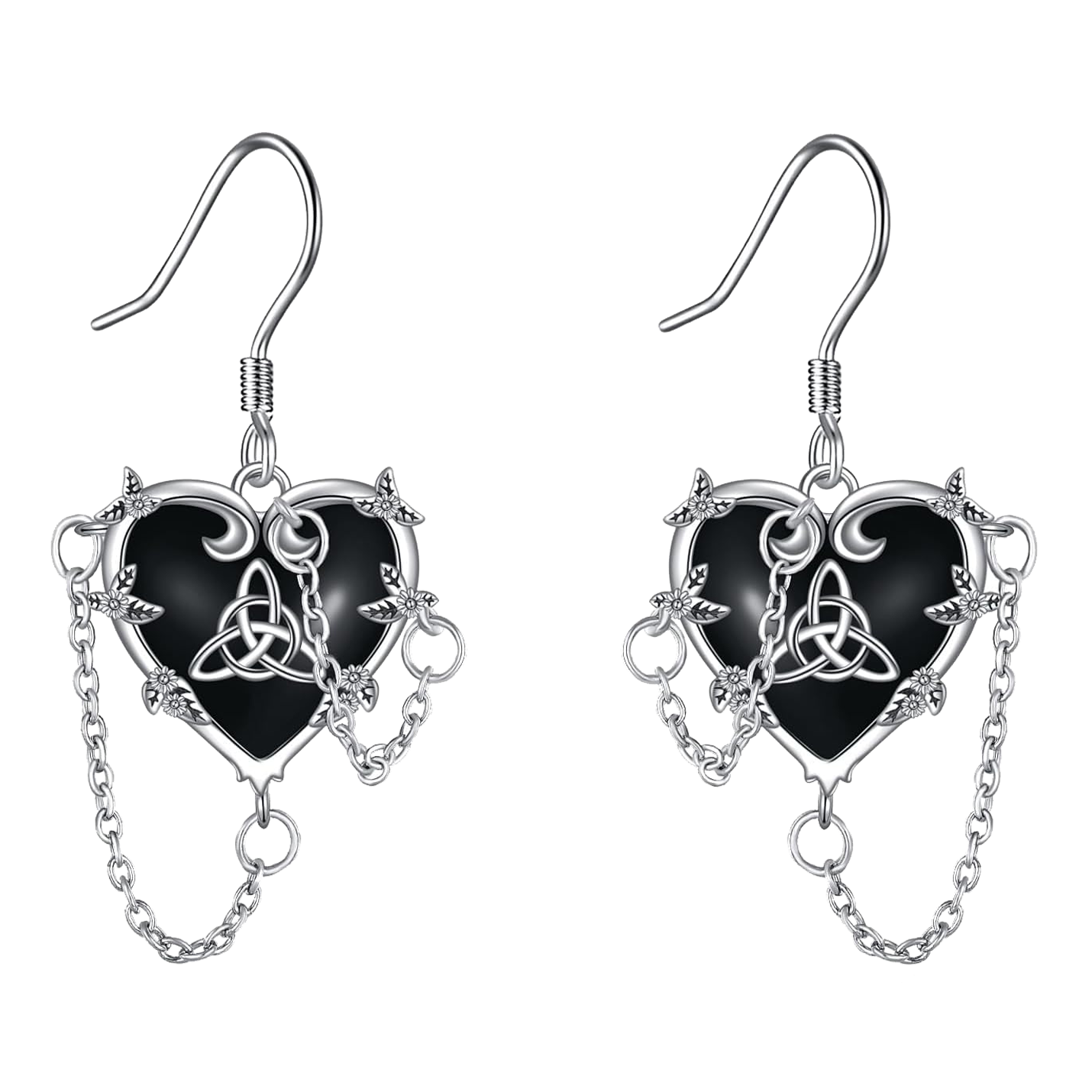 Triquetra Witches Heart Earrings - S925