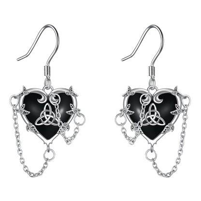 Triquetra Witches Heart Earrings - S925