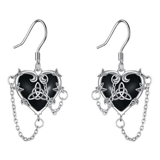 Triquetra Witches Heart Earrings - S925