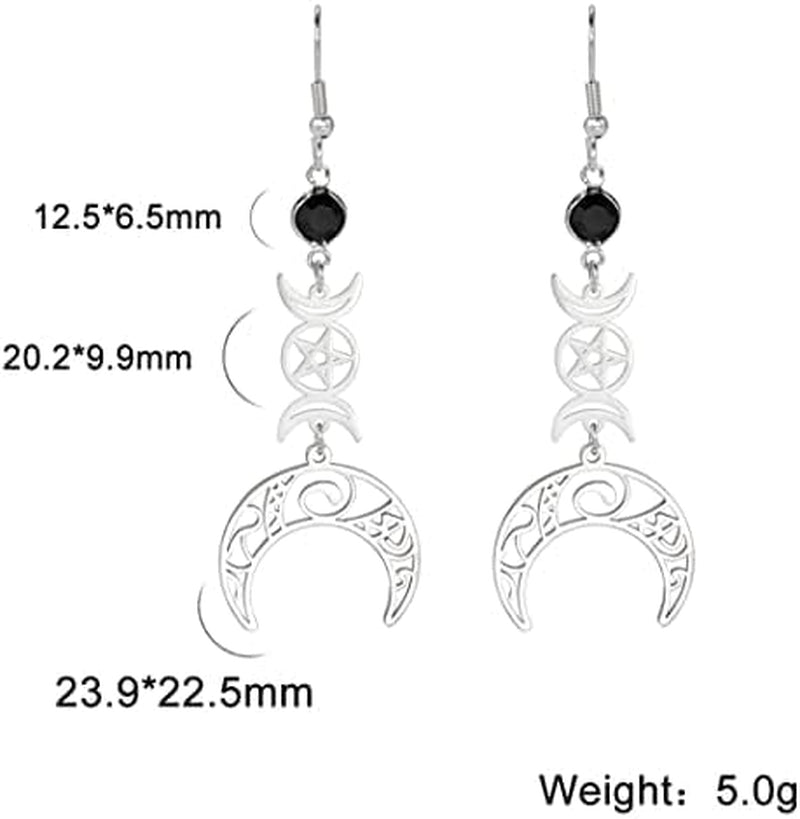 Triple Moon Goddess Earrings