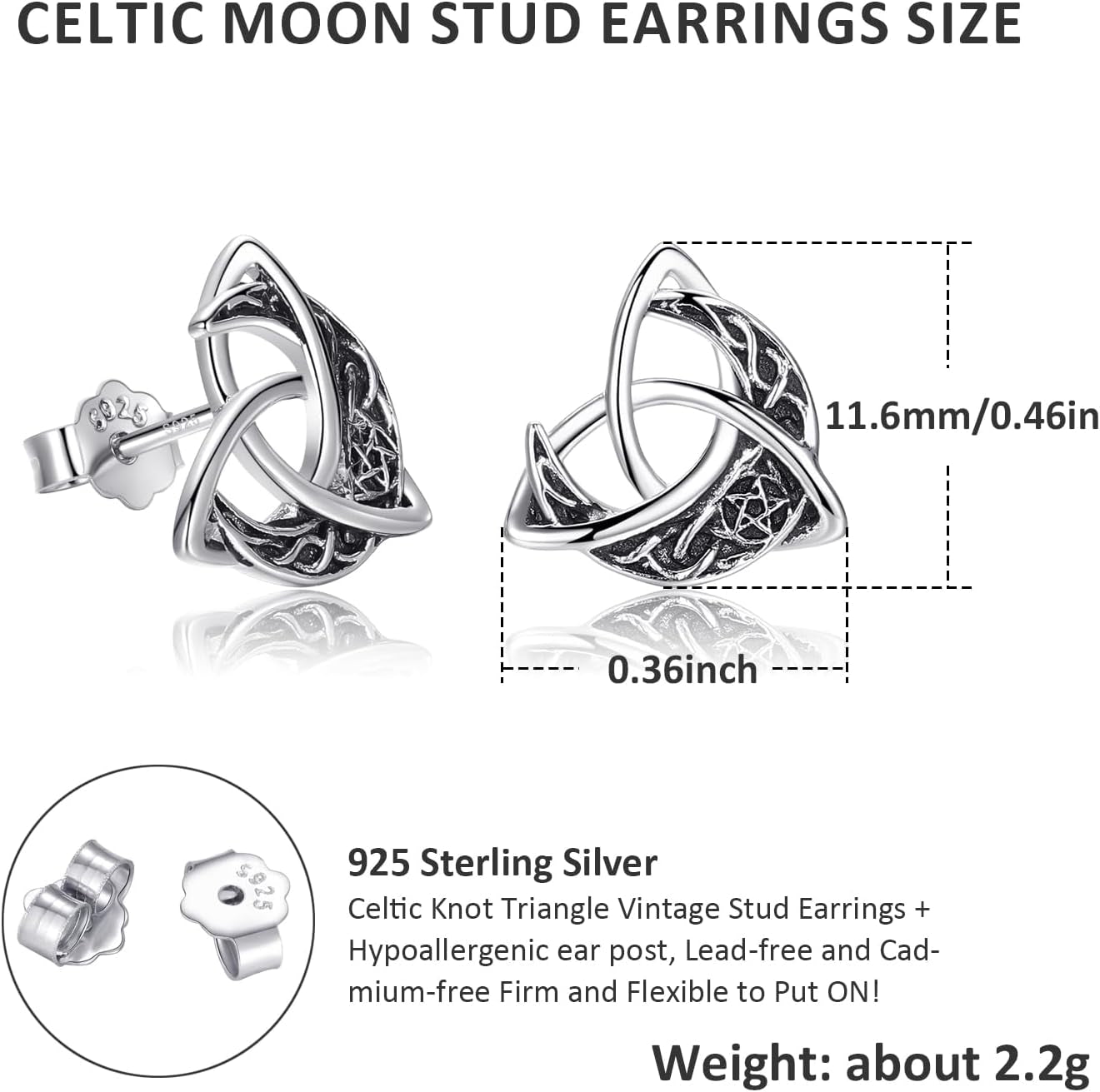 Triquetra Crescent Moon Earrings