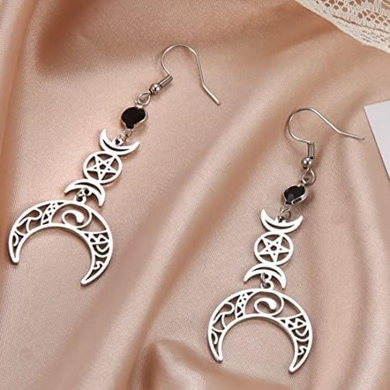 Triple Moon Goddess Earrings